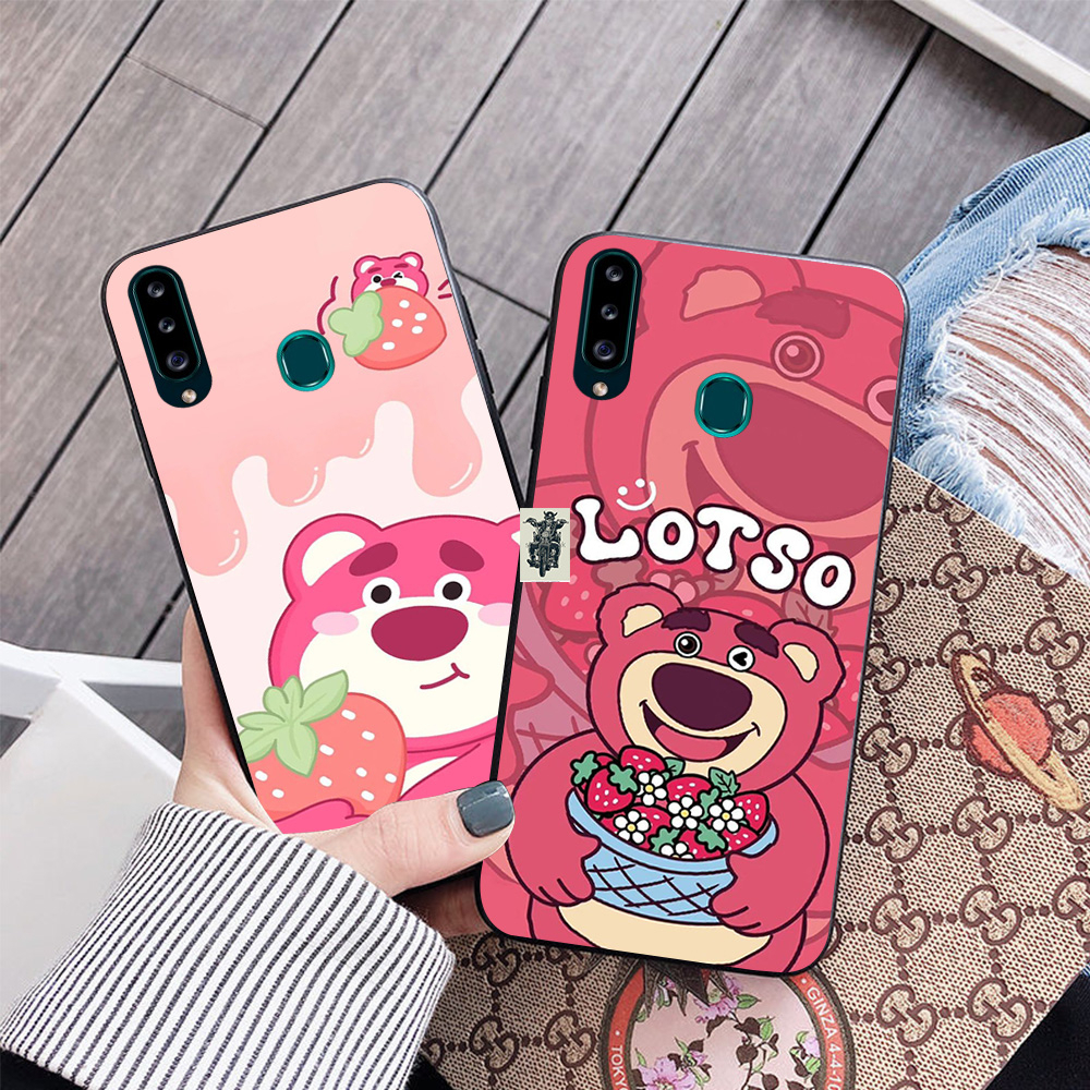 Ốp lưng Samsung a20s in hình gấu dâu siêu cute,dễ thương