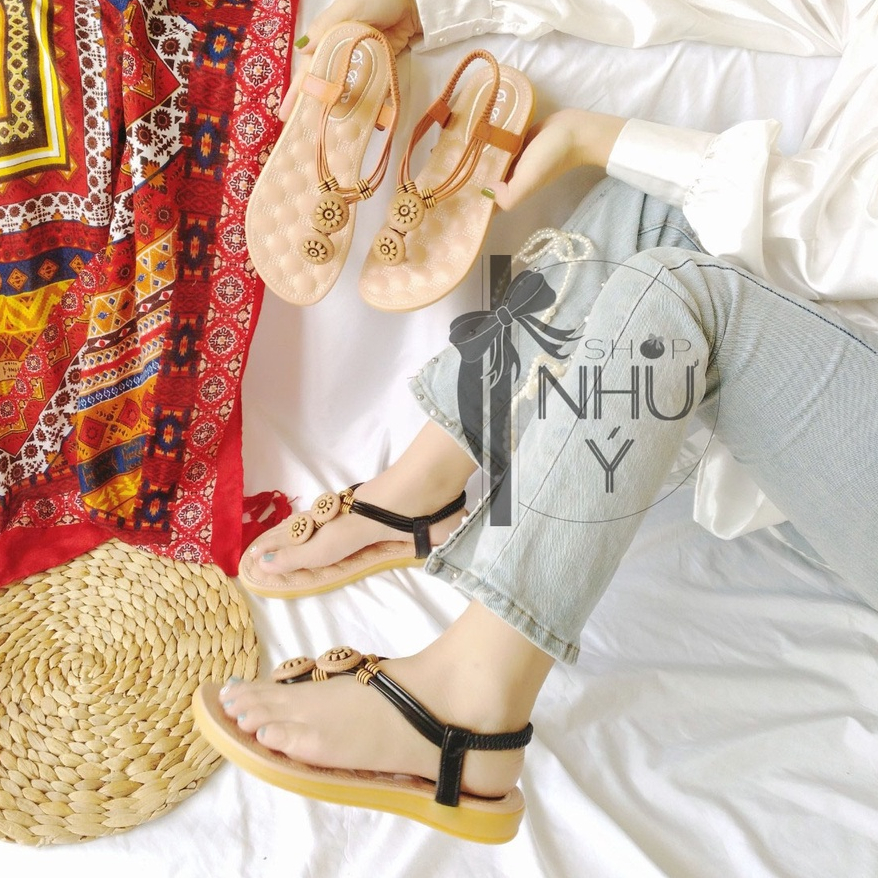 Giày sandal nữ quai kẹp thổ cẩm phong cách vintage hàng chuẩn shop-HÌNH CHỤP THẬT-TBTC03 -NPP TuanQuan1
