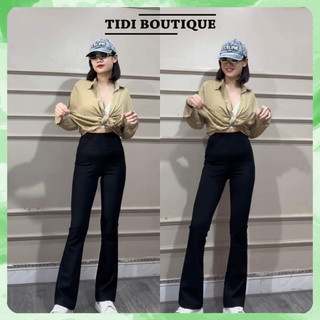 Quần ống loe nữ cạp cao gen bụng nâng mông vải Umi legging ống vẩy cao cấp