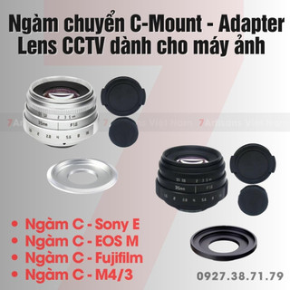 Freeship ngàm chuyển c-mount - adapter lens cctv cho máy ảnh sony c-nex, fujifilm c-fx, m4/3 c-m43, canon eos m c-eos m