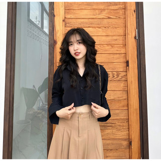áo sơ mi croptop tay dài