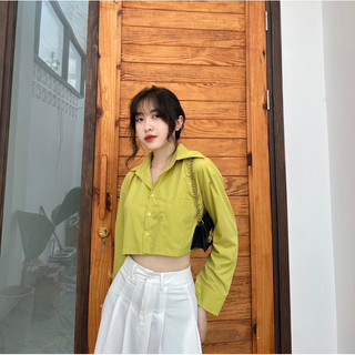 áo sơ mi croptop tay dài