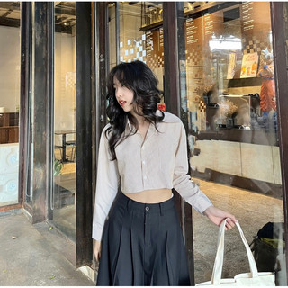 áo sơ mi croptop tay dài
