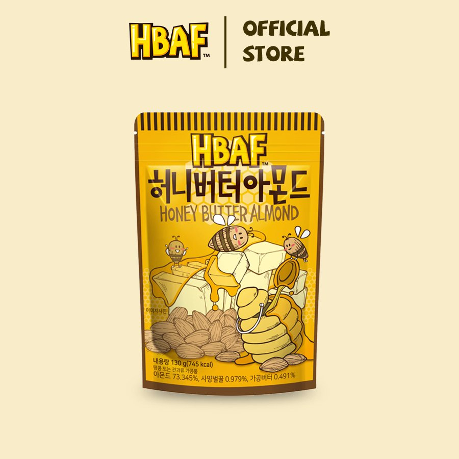 Hạt Hạnh Nhân Tẩm Vị Bơ Mật Ong HBAF Hàn Quốc - Gói 130g