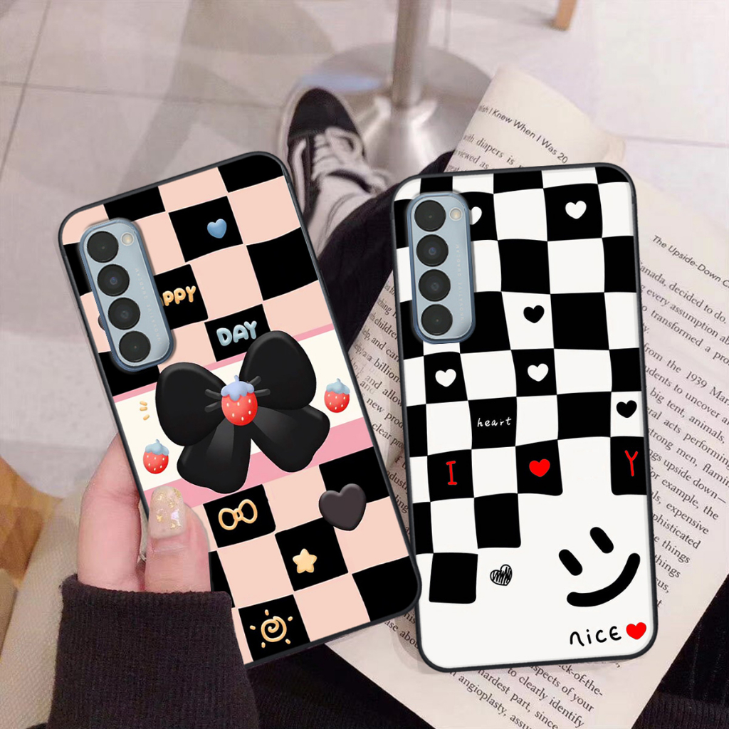 Ốp Oppo Reno4 / Reno4 Pro / Reno 4 Pro 5G hình caro đen trắng siêu xinh, cá tính