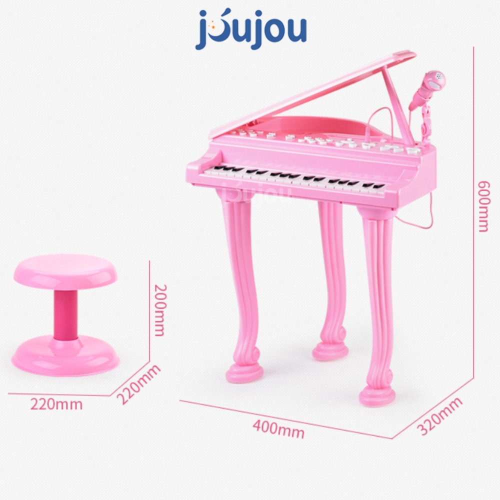 Đàn Piano cho bé màu hồng cao cấp JuJou cỡ to đại có ghế ngồi kèm micro chuẩn âm thanh