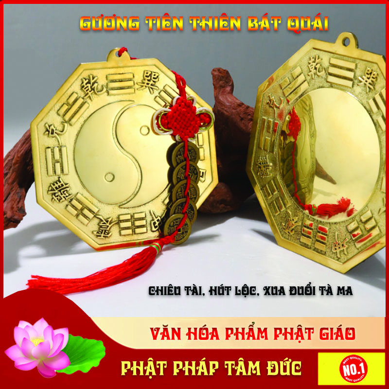 Gương Tiên Thiên Bát Quái, Gương Bát Quái Cầu Lồi Đồng Nguyên Chất - Rước tài lộc, Xua đuổi tà m-a, Trấn trạch mang