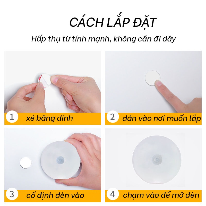 Đèn Cảm Ứng Thông Minh Có Công Tắt, Đèn Led  Dán Tường Không Dây, Góc Cảm Ứng Rộng, Thích Hợp Cho Mọi Không Gian | BigBuy360 - bigbuy360.vn