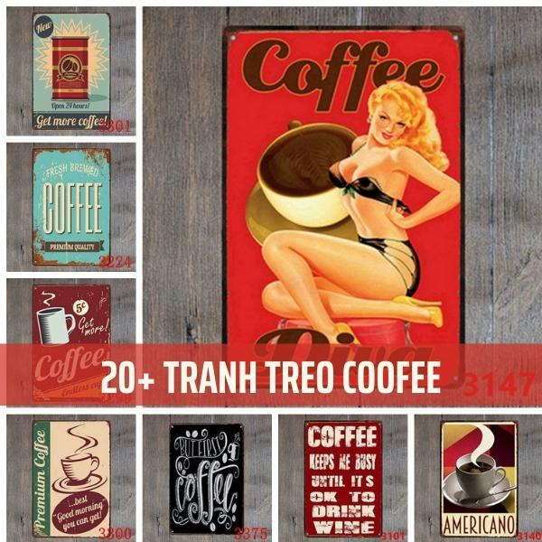 Tranh decor quán cafe phong cách cổ điển tạo không gian thư giãn có khung cao cấp chất liệu canvas chống nước BH 5 năm
