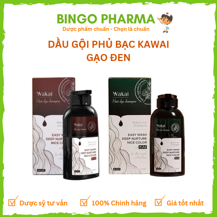 Dầu gội phủ bạc WAKAI chiết xuất gạo đen