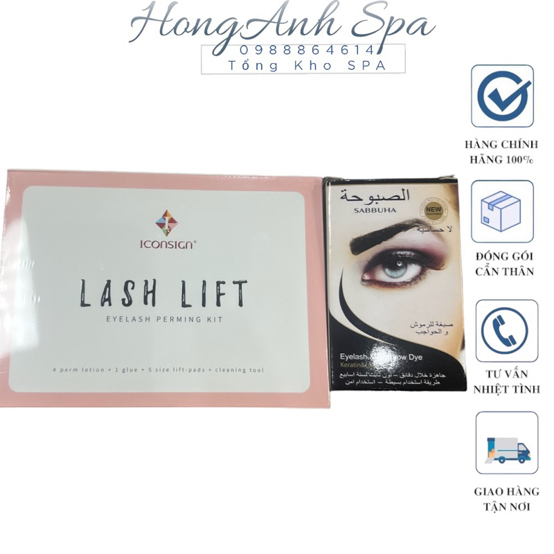 Combo Uốn Mi Nhuộm mi ( 1 phủ đen + 1 uốn Lash lift iconsign , sabbuha )_