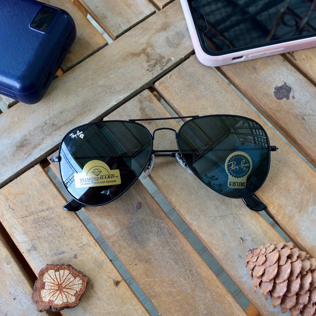 Kính rayban của Ý, 2nd, giọt nước, giọt lệ, mắt chuồn chuồn, tròng thủy tinh màu đen. chống chói, uv cực tốt. ảnh thật