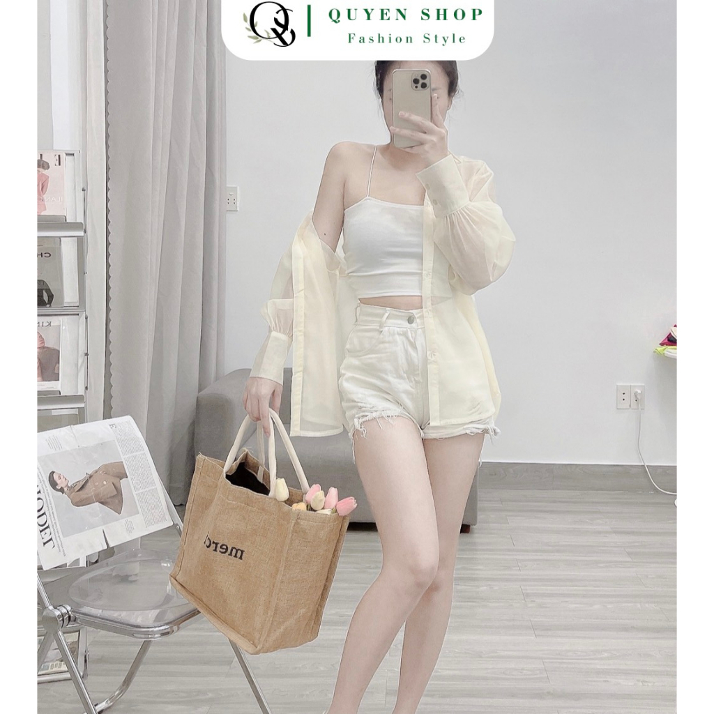 Áo Sơ Mi Voan Mỏng Tay Phồng Ulzzang QS QUYEN SHOP