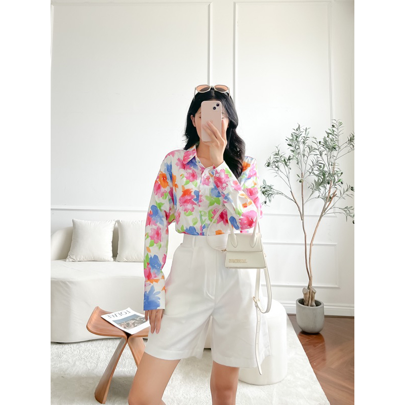 Áo cotton Hàn họa tiết oversized