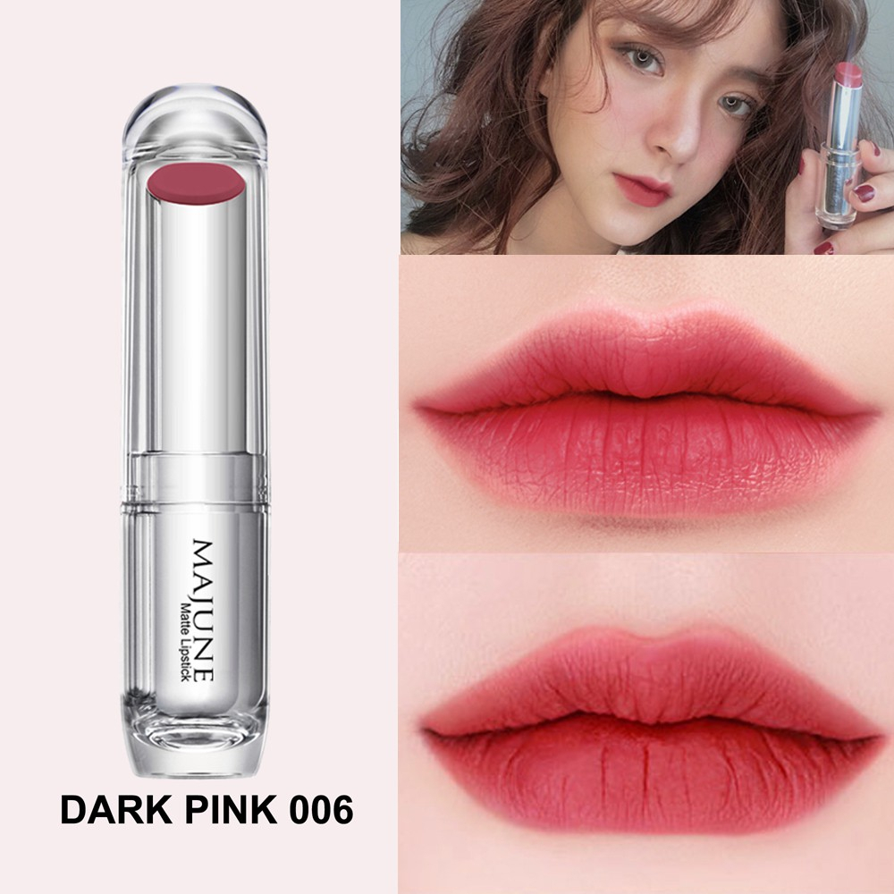 Son lì mịn môi thiên nhiên MAJUNE 3.5g màu 006 DARK PINK mềm mại và lâu trôi