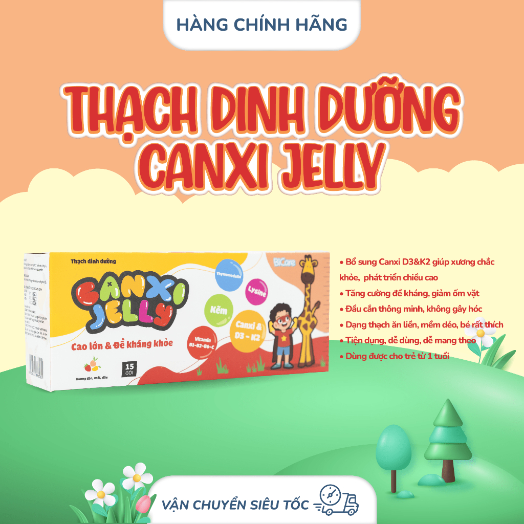 Combo 3 Thạch Canxi Jelly Bicare  Tăng cường chiều cao cho bé
