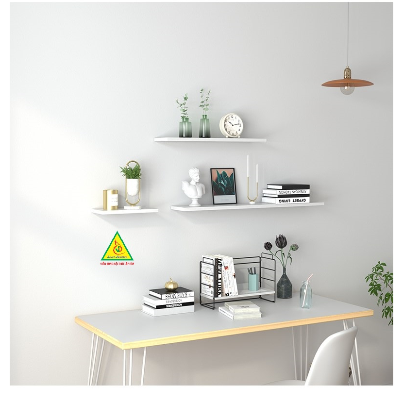 Bộ 3 Kệ trang trí treo tường, kệ thanh ngang gỗ MDF - Tặng phụ kiện lắp đặt