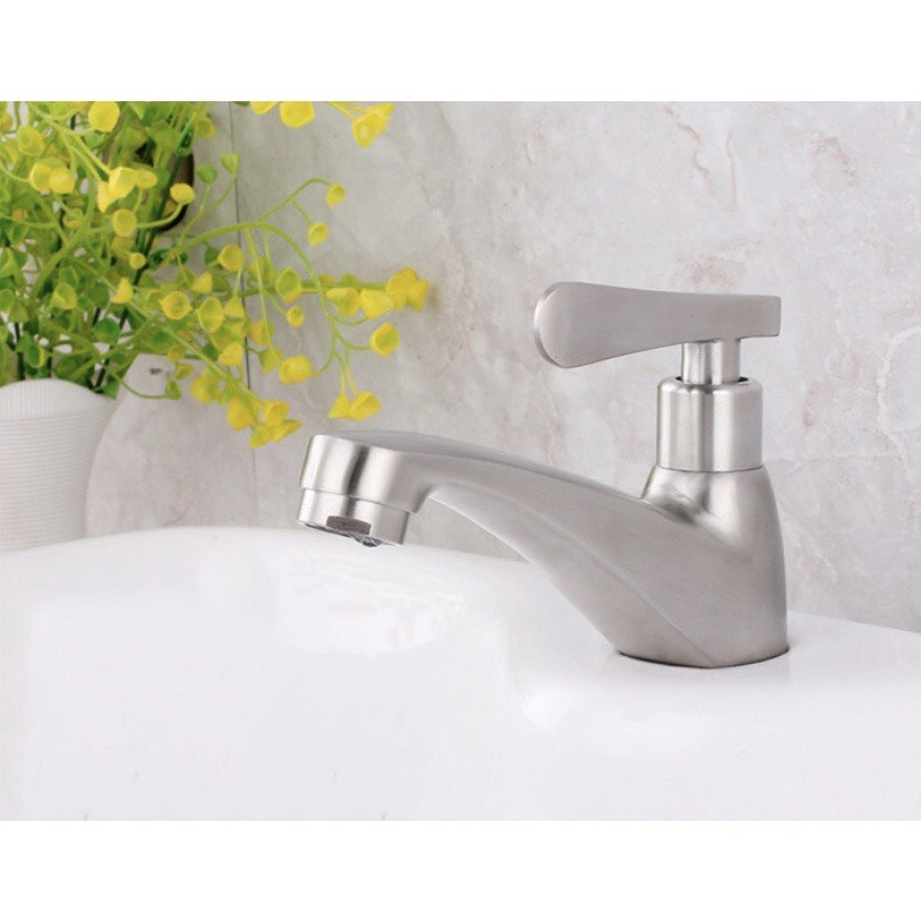 Vòi Rửa Mặt Lavabo Lạnh 100% INOX 304 - Vòi Lapo Lạnh Inox 304