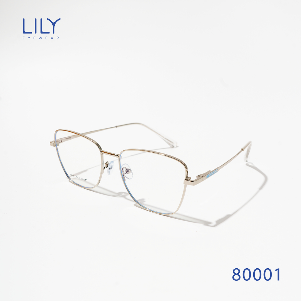 Kính mắt mèo nam nữ LILYEYEWEAR chất liệu kim loại thanh mảnh thời trang 80001