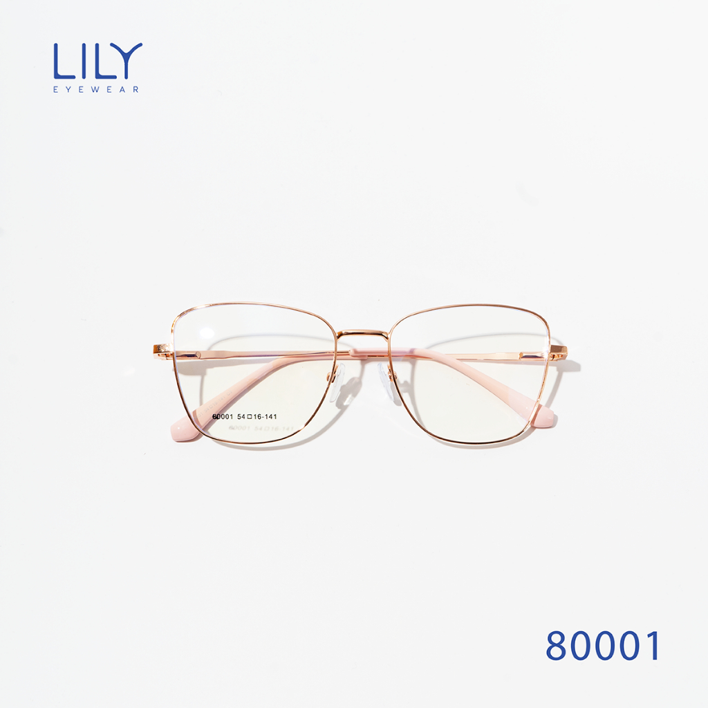 Kính mắt mèo nam nữ LILYEYEWEAR chất liệu kim loại thanh mảnh thời trang 80001