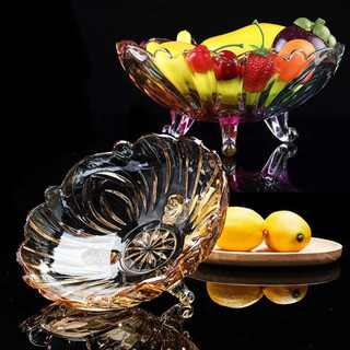 Đĩa hoa quả 3 chân, đĩa thủy tinh cao cấp đựng trái cây 2 màu