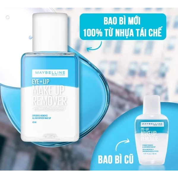 [MAYBELLINE NEW YORK] Nước Tẩy Trang Mắt Và Môi Chuyên Dụng 2 Lớp Eye & Lip Makeup Remover 150/40ML