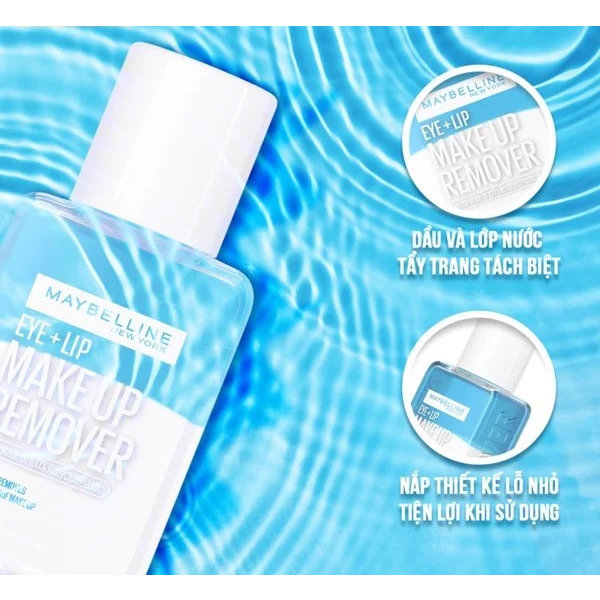 [MAYBELLINE NEW YORK] Nước Tẩy Trang Mắt Và Môi Chuyên Dụng 2 Lớp Eye & Lip Makeup Remover 150/40ML