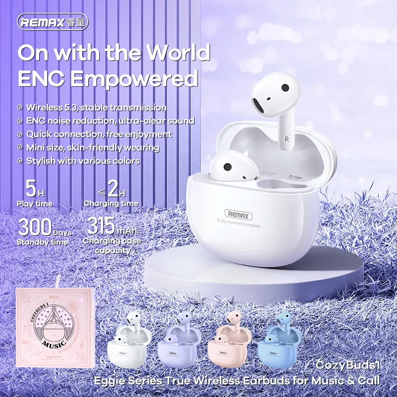 Tai nghe không dây Bluetooth REMAX màu xanh dương có micro đàm thoại cho model CozyBuds1