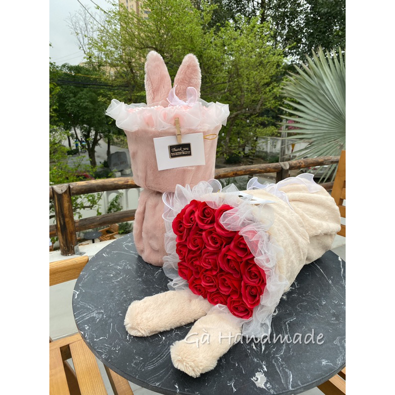 Hoa Sáp Tai Thỏ Bunny hot trend 2023 làm quà tặng bạn gái cực xinh xắn shop Gà Handmade chuyên hoa sáp nhũ