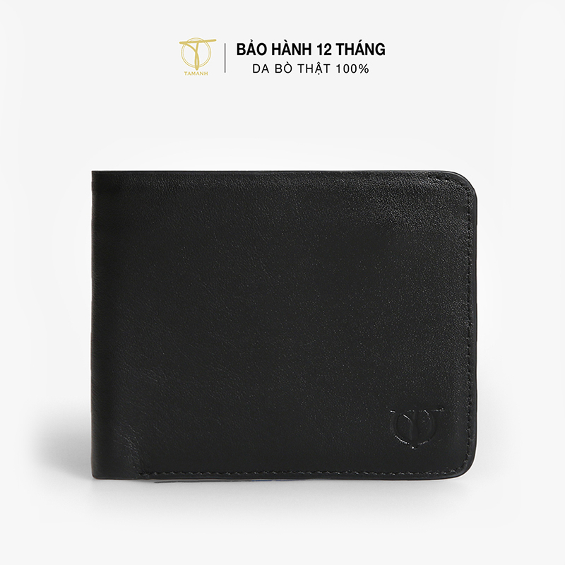 Ví nam dáng ngang da bò thật 100% TÂM ANH màu đen nhiều ngăn đựng thẻ, đựng tiền hiện đại VNTAN-626D