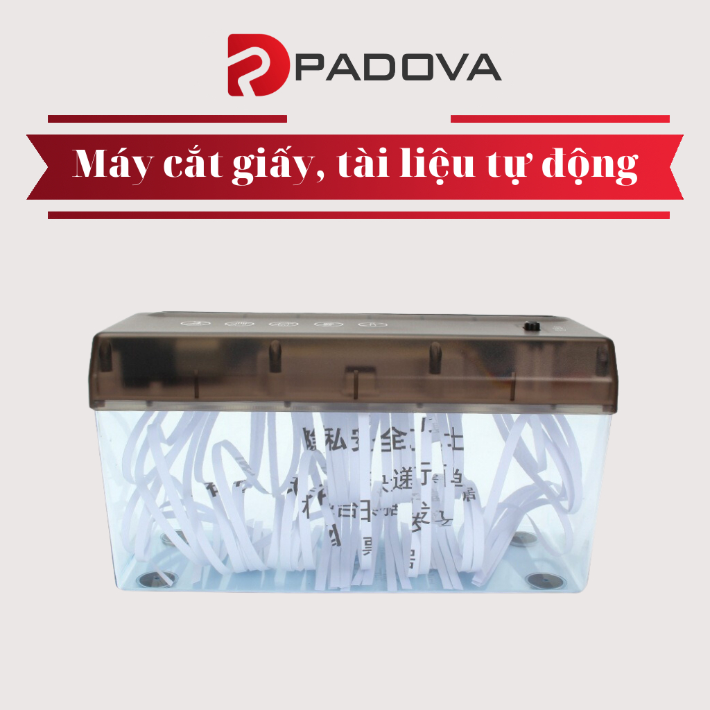 Máy Cắt Giấy, Hủy Tài Liệu Tự Động Có Thể Lắp Pin Khi Không Có Điện PADOVA 1008