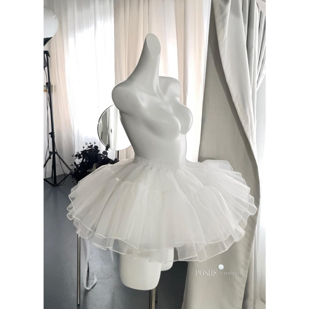 Tùng phồng ngắn 25cm-40cm cho Lolita/ cosplay/ jk/ váy thường màu trắng, đen dáng xòe ba lê theo yêu cầu