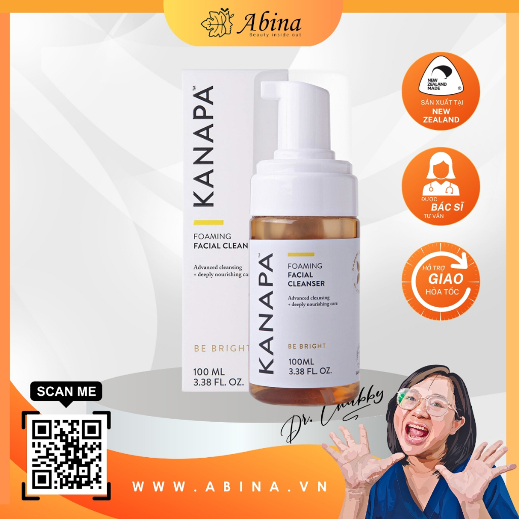 Sữa rửa mặt tạo bọt cao cấp 3 trong 1 (tẩy trang, rửa mặt, toner) Kanapa Foaming Facial Cleanser 100mL Dr Chubby