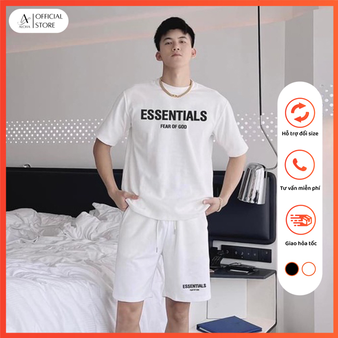 Bộ Thun Cao Cấp Nam Nữ Hàng Thiết kế ESSENTIALS Unisex Form Rộng Chất Cotton Mát Mịn Thấm Hút Mồ Hôi - Aloha