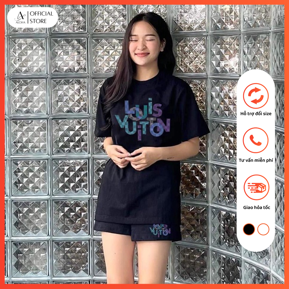 Bộ Thun Cao Cấp Nam Nữ Hàng Thiết Kế LOUI.S VUIT.TON Unisex Form Rộng Chất Cotton Mát Mịn Thấm Hút Mồ Hôi