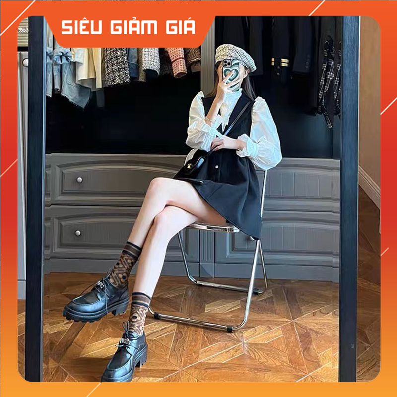 Set Áo Váy Sơ Mi Tay Bồng Dáng Ngắn Hàng Quảng Châu M8616 - Teen888
