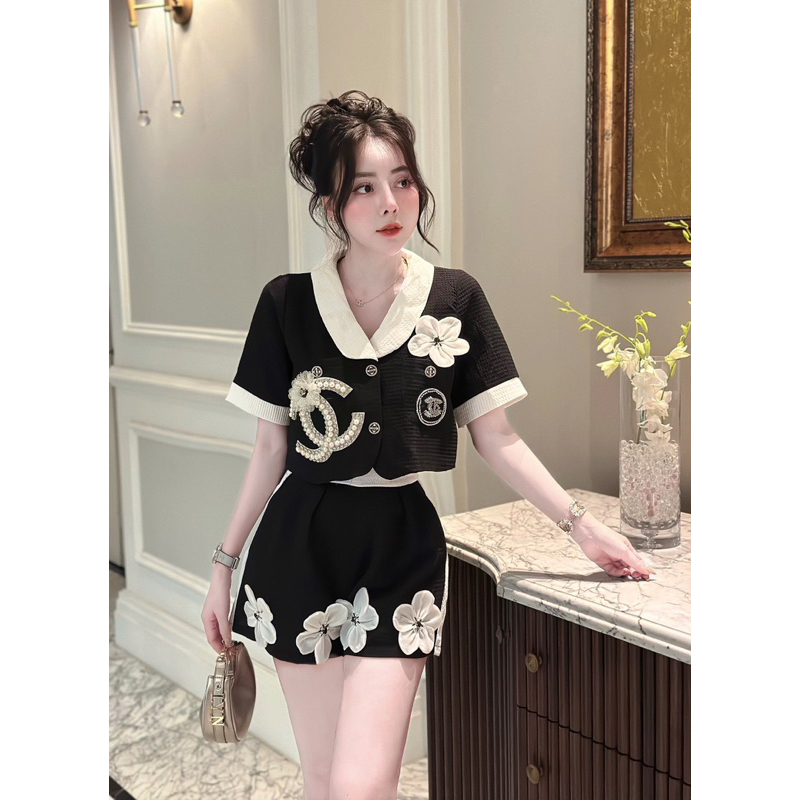 SET VIP ÁO CHA NEL + CHÂN VÁY HOA