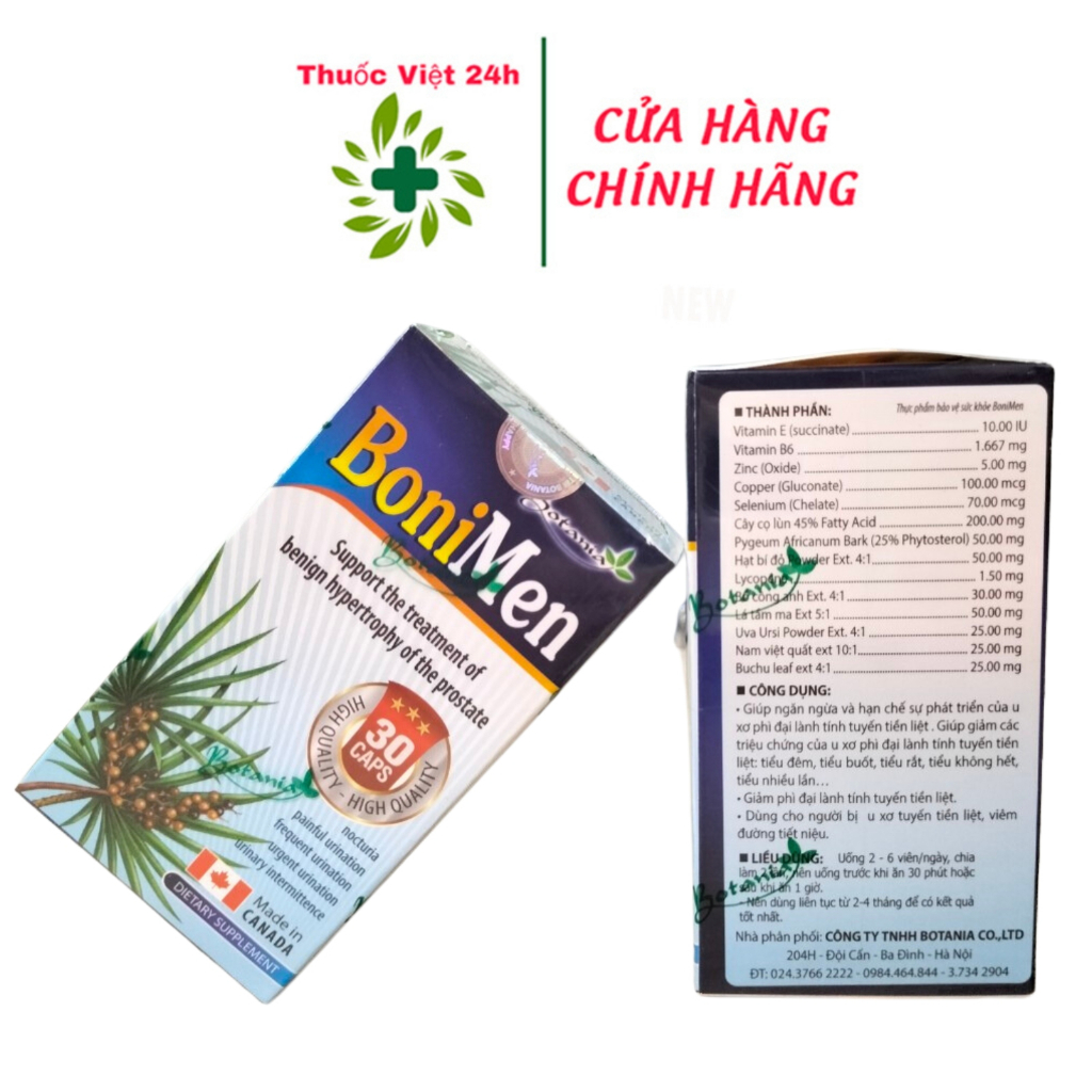 BoniMen - Giúp hỗ trợ ngăn ngừa và hạn chế sự phát triển của u xơ - Hộp 30 Viên - ThuocViet24h