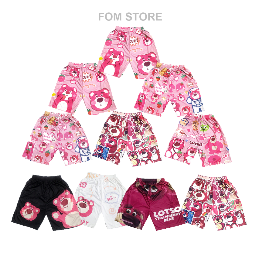 Quần đùi hoạt hình Gấu Dâu Lotso nhiều mẫu, quần short unisex phom rộng