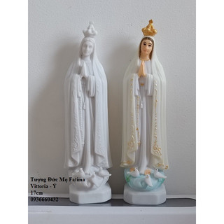 Tượng Đức Mẹ Fatima dày nặng cao cấp Vi/to/ri/a có 2 màu trắng đá, kem trang trí xe hơi, để bàn