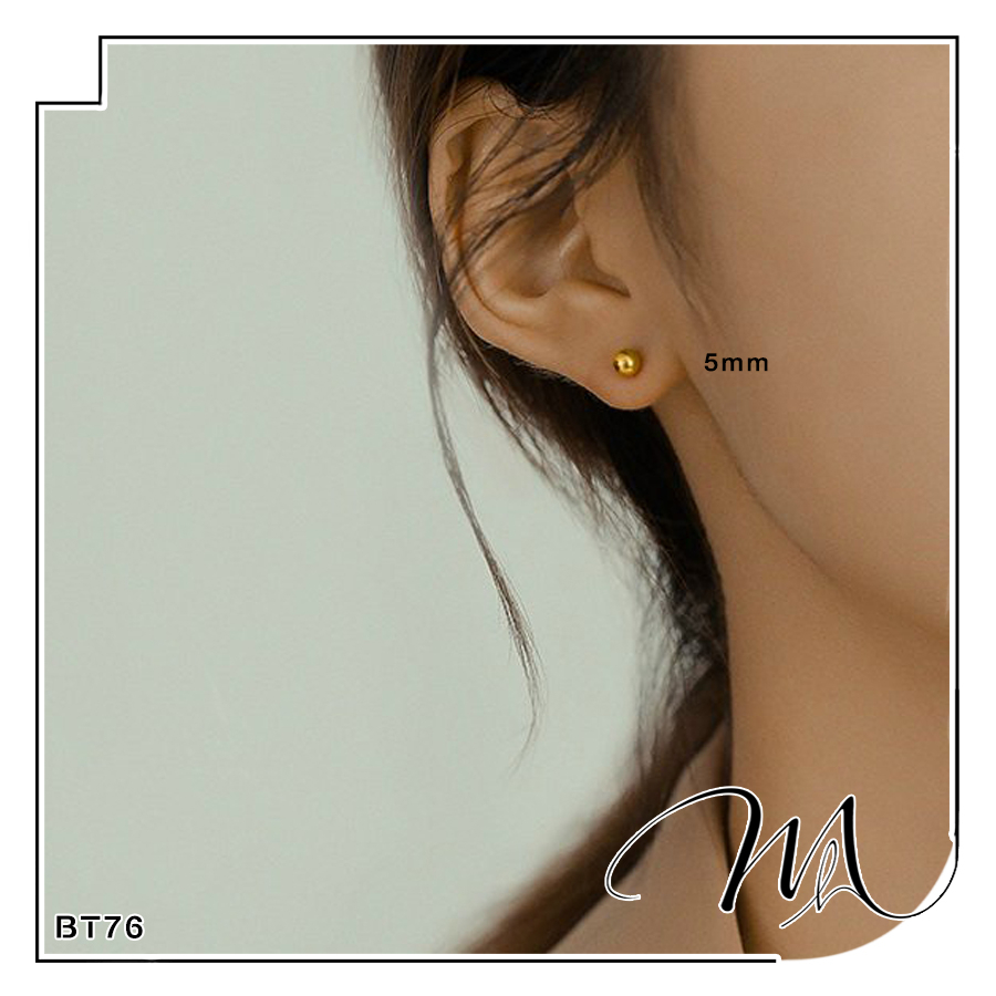 Bông tai nam nữ Unisex Titan hạt bi tròn nhỏ nhiều size - 1 cặp - Măng’s House BT76