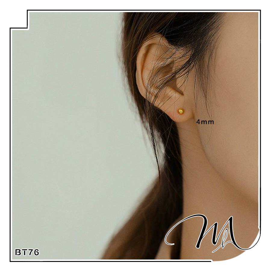 Bông tai nam nữ Unisex Titan hạt bi tròn nhỏ nhiều size - 1 cặp - Măng’s House BT76