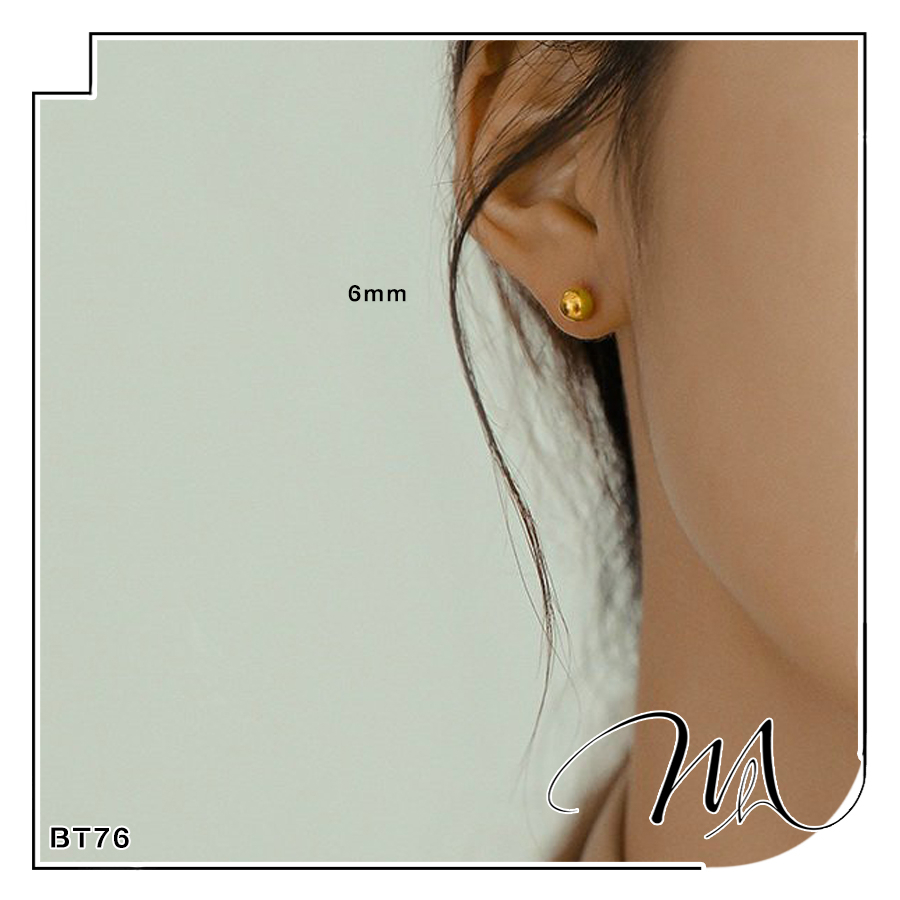 Bông tai nam nữ Unisex Titan hạt bi tròn nhỏ nhiều size - 1 cặp - Măng’s House BT76