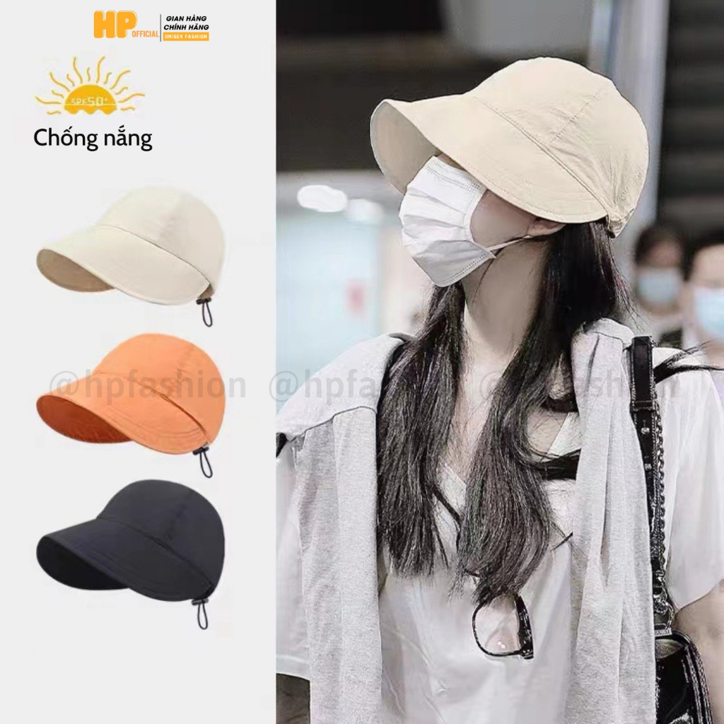 Mũ bucket dáng lưỡi trai trơn ❤️ Nón chống nắng có dây rút mùa hè form unisex nam nữ N121 - Happy Style