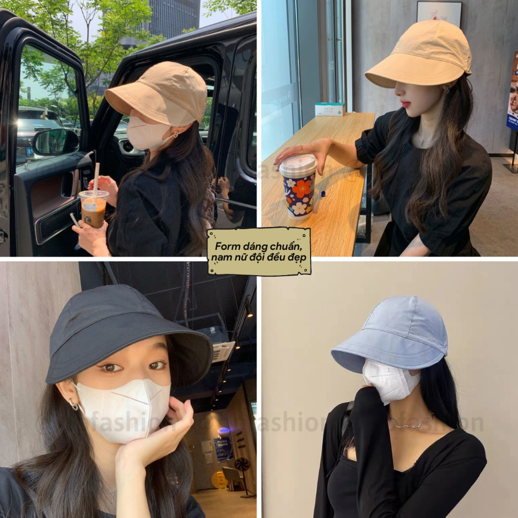 Mũ bucket dáng lưỡi trai trơn ❤️ Nón chống nắng có dây rút mùa hè form unisex nam nữ N121 - Happy Style