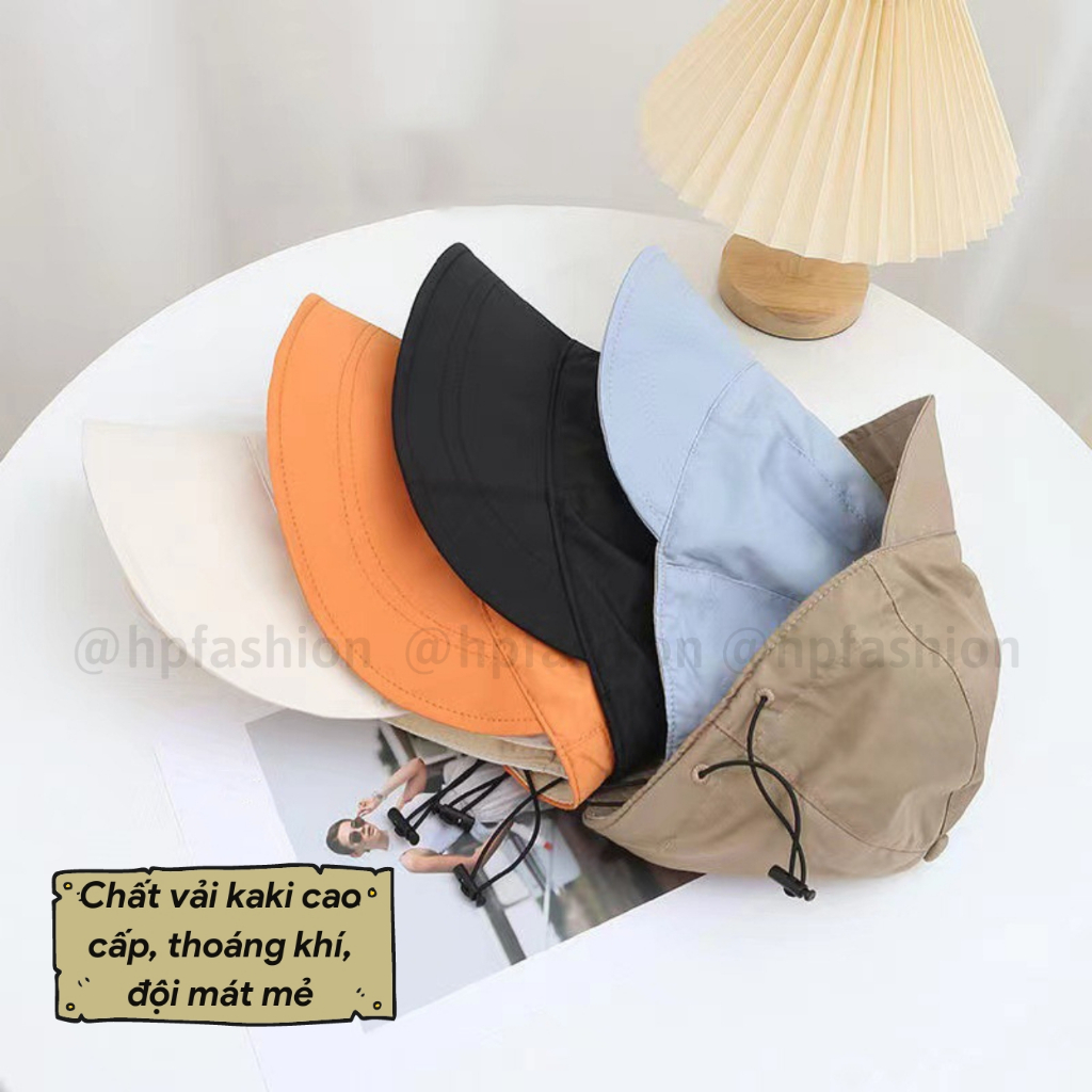 Mũ bucket dáng lưỡi trai trơn ❤️ Nón chống nắng có dây rút mùa hè form unisex nam nữ N121 - Happy Style
