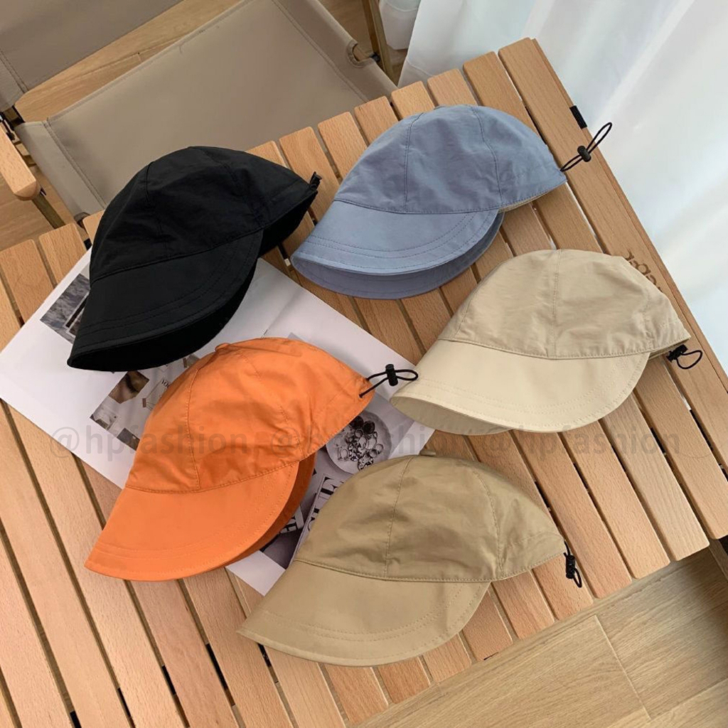 Mũ bucket dáng lưỡi trai trơn ❤️ Nón chống nắng có dây rút mùa hè form unisex nam nữ N121 - Happy Style