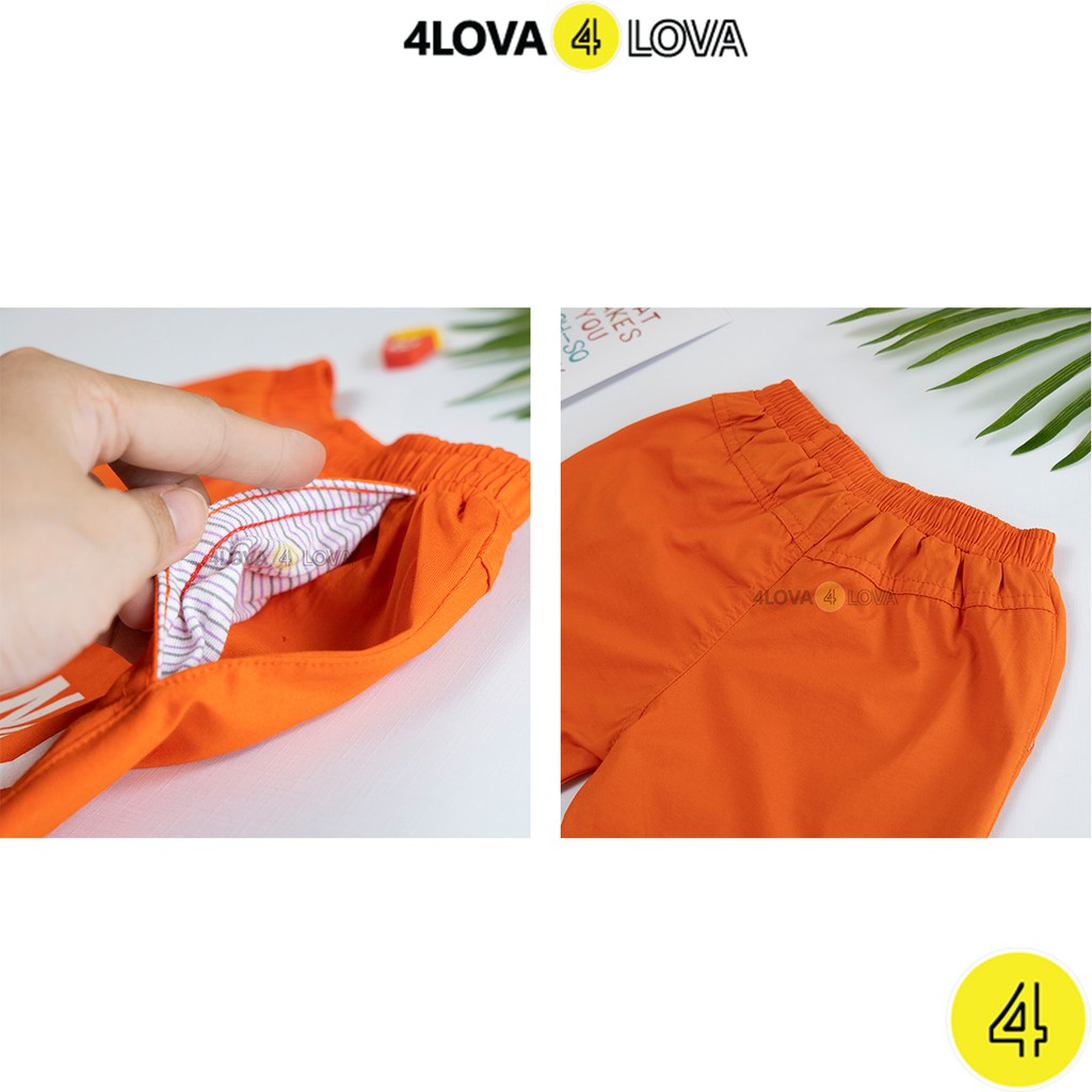 Quần short đùi bé trai 4LOVA Funny chất liệu cotton thoáng mát kiểu dáng thể thao khoẻ khoắn KID108