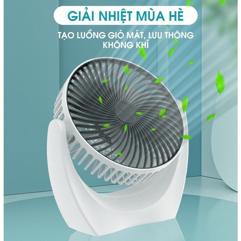 Quạt tích điện-Quạt để bàn usb xoay 210 độ không tiến ồn, pin khủng, bản mới Q6