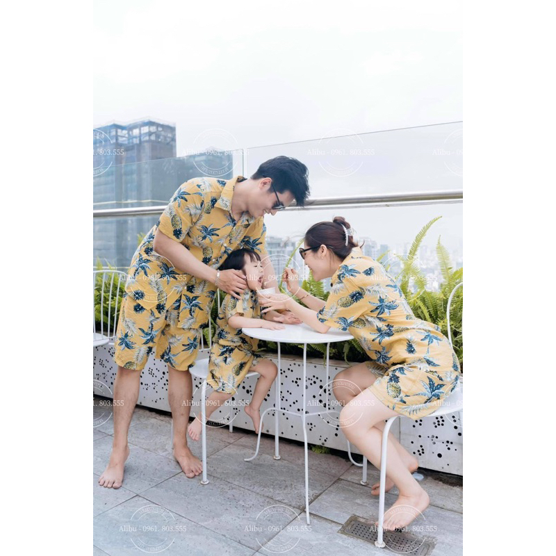 Áo Sơ Mi Hoạ Tiết Chất Vải Đũi Hàn Cho Gia Đình, TeamBuilding